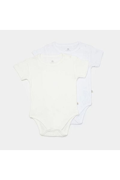 Bibaby 2-Piece Jacquard Baby Body Set 56993 - White and Ecru