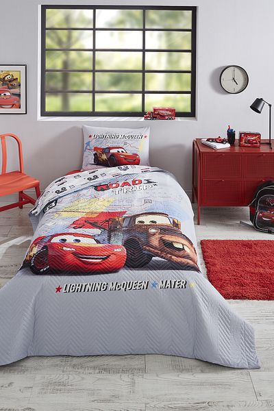 Özdilek Cars on the Road Single Disney Licensed Elastic Sheet Quilted Children's Duvet Cover Set