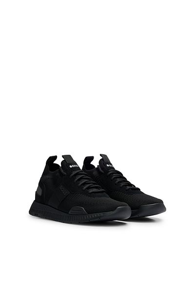 BOSS Men's Comfortable Sole Lace-up Black Sneakers with Brand Logo50498245-001