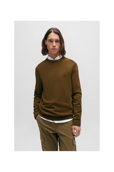 BOSS İşlemeli logolu pamuklu normal kesim sweatshirt