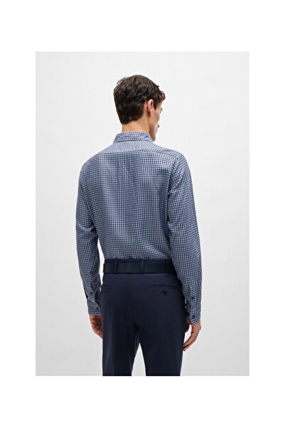 BOSS Baskılı chambray kumaştan normal kesim gömlek