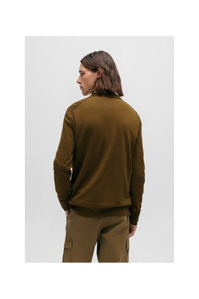 BOSS İşlemeli logolu pamuklu normal kesim sweatshirt