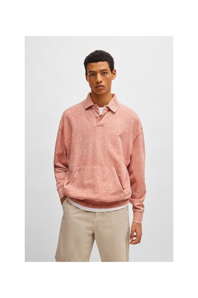 BOSS Pamuklu Havlu Kumaştan, Logo Detaylı, Rahat Kesim Sweatshirt