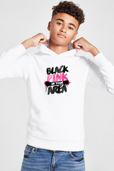 Tshirthane Μαύρο ροζ στην περιοχή σας Λευκό παιδικό φούτερ με κουκούλα 3 κορδονιών
