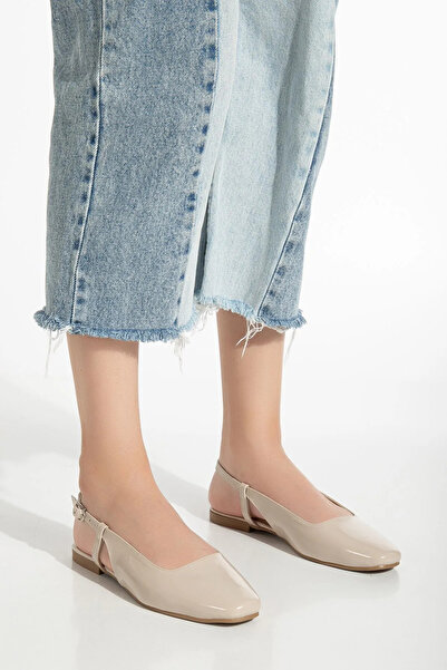 Hacıoğlu Ayakkabı Balerini din piele lăcuită cu spatele deschis Hco