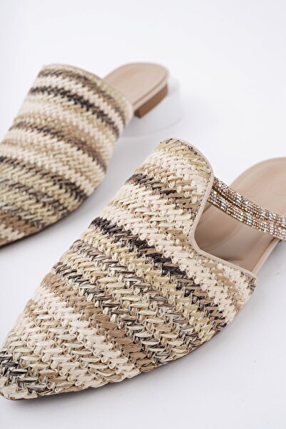 MUGGO Дамски сламени чехли JAYLIN със затворена предна част и каучук