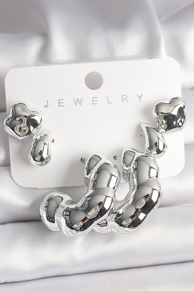 Clariss Silver Color Clover Drop Hoop Model Ccb Plastic Women's Earring Set