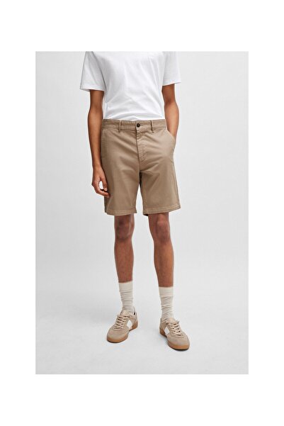 BOSS Esnek pamuklu gabardin dar kesim şort