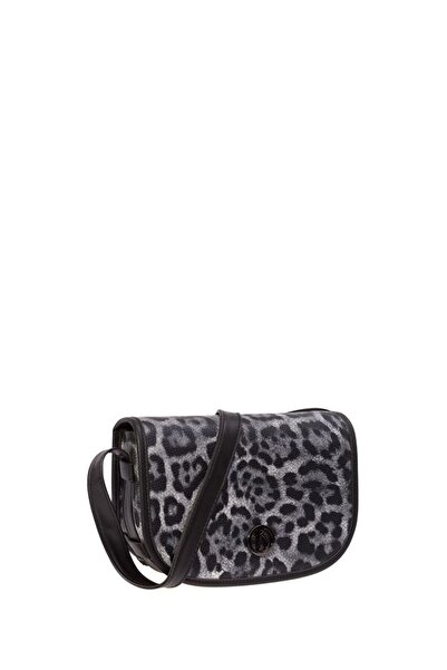 Bilik Deri Сумка через плече для жінок, сіра з леопардовим принтом RH 06-DS
