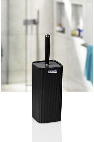 Okyanus Home Βούρτσα Mina Μαύρη Ριγέ Τετράγωνη WC