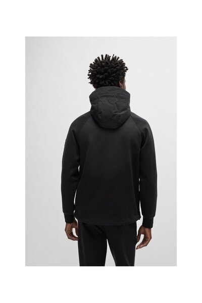 BOSS Erkek Logolu Kapüşonlu Uzun Kollu Günlük Kullanım Siyah Sweatshirt 50519008-001