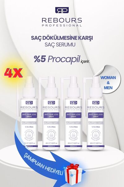 rebours professional Saç Derisi Saç Dökülmesi Karşıtı Procapil Biberiye Suyu Biotin Sprey Serum 4 X 60 ml