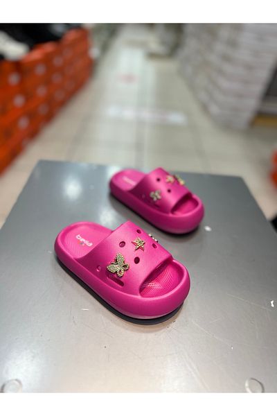 Akınal Bella Girl's Open-Front Stone Slippers