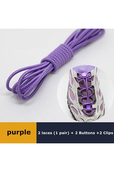 Choice Purple 1pair Shoelaces For Sneaker Elastic No Tie Shoe Laces Stretching Lock Lazy Laces Quick Rubber