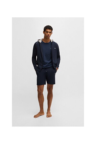 BOSS Logo Detaylı Esnek Pamuklu Fermuarlı Kapüşonlu