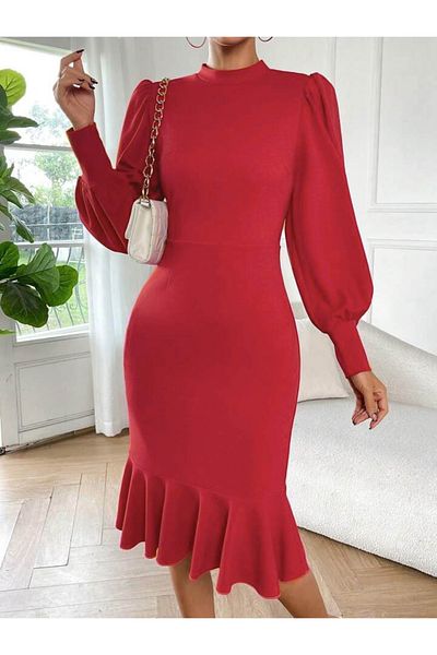 leyla sanat sanata yeni bir bakış açısı Leyla Art a New Perspective on Art Women's Long Sleeve Semi-Turtleneck Hem Frill Detailed m