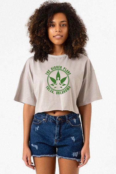 Tshirthane Tulsa King the Higher Plane - Stone Color Women's Crop Hoodie