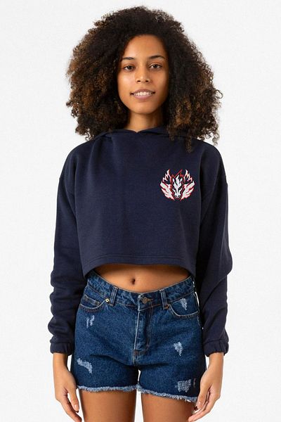 Tshirthane Beyblade Pegasus Minimalist Navy Blue Women's Crop Hoodie
