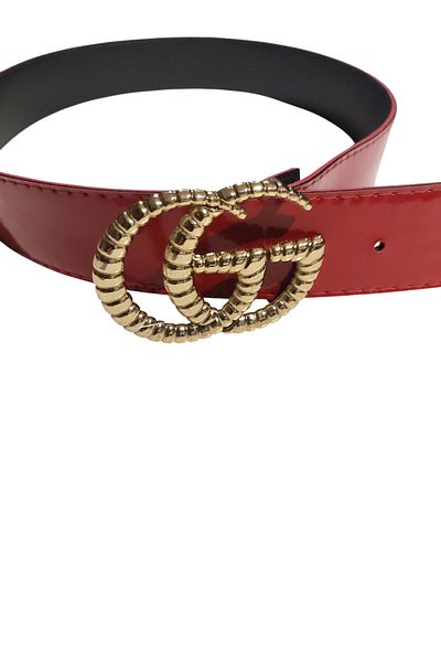 modayiğit Shiny Women's Belt with Red Gold Buckle