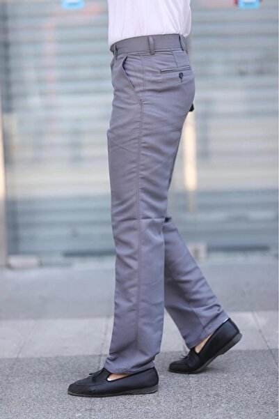 PHANTOM JEANS Light Gray Linen Polyviscon Father's Trousers - Classic Cut Side Pocket Seasonal