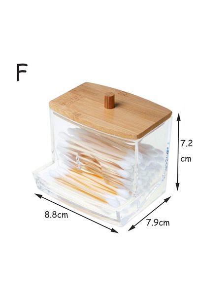 Choice F Acrylic Storage Box Bathroom Jar Makeup Organizer Cotton Round Pad Holder Cotton Swab Box Qtip Ho.