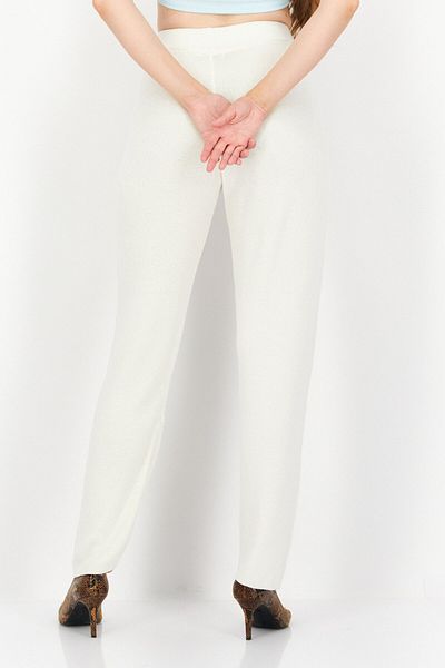 NA-KD Women Wide Leg Textured Pull On Pants, Beige
