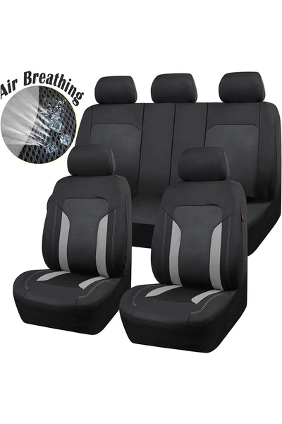 Choice طقم أغطية مقاعد شبكية رمادية عالمية من AUTOKING لخمسة مقاعد، مناسبة لل...