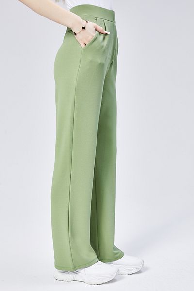 Maison La Femme Pantaloni Palazzo de damă din Lycra cu închidere cu velcro