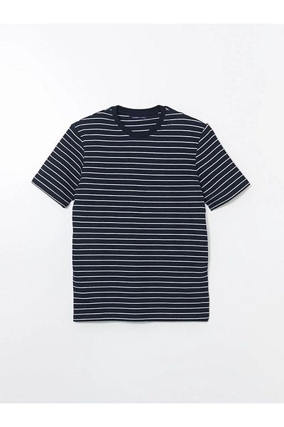 LC Waikiki Ανδρικό μπλουζάκι LCWAIKIKI Classic Navy Blue Crew με ρίγες