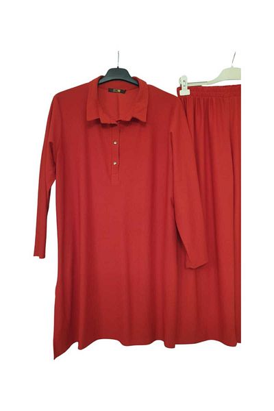 GGMM Shirt Collar Sand Crepe Double Set
