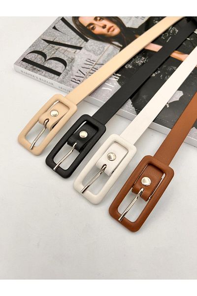 MODAM HİFA 4 bucăți dreptunghiulară placată cu cataramă pentru femei, curea pentru pantaloni, curea pentru rochie, curea pentru cămașă, curea pentru haină
