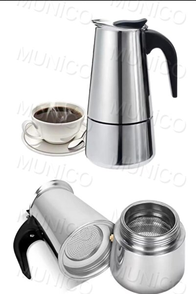 Munico 300ml Paslanmaz Çelik Kahve Makinesi Moka Pot Şofben Kahve Makineleri Cezve Espresso Makinesi