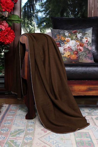 Pikas Yeşilhome Single Cotton Blanket, Double Sided Blanket Coffee-Cream 160X220 cm