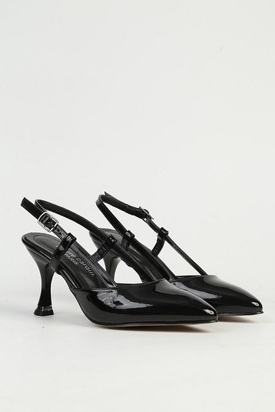 Pierre Cardin Black Patent Leather Women's Heeled Shoes Pc-54689