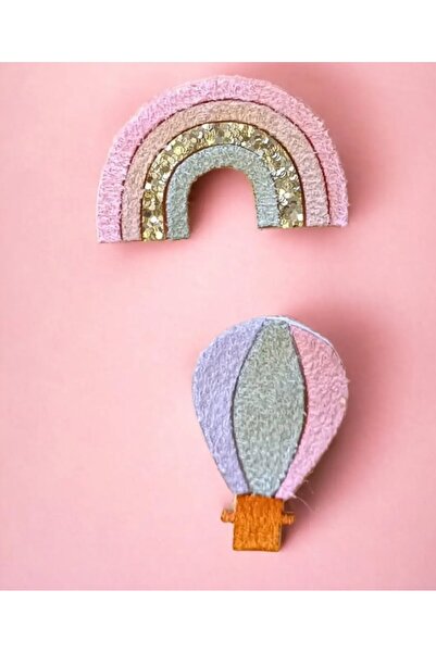 damlakidsmoda Kiz bebek az saçlı bebek toka seti  gökkuşağı balon