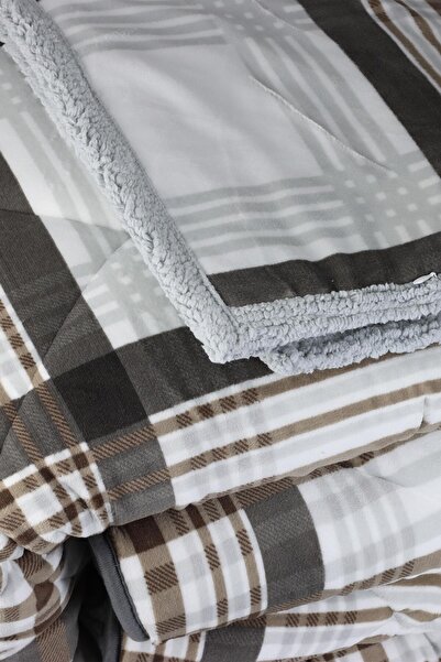 Merinos Comforter Tek Kişilik Yorgan Seti Koyu Wera Gri Kahve 160x240