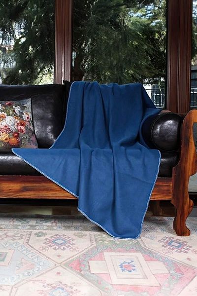 Pikas Yeşilhome Double Cotton Blanket, Double Sided Blanket Dark Blue 200X220 cm
