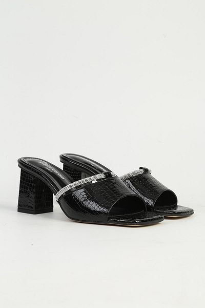 Pierre Cardin Μαύρες γυναικείες παντόφλες με τακούνι PC-54724