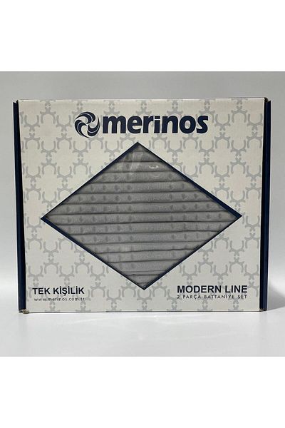 Merinos طقم بطانية مودرن لاين مكون من قطعتين - رمادي