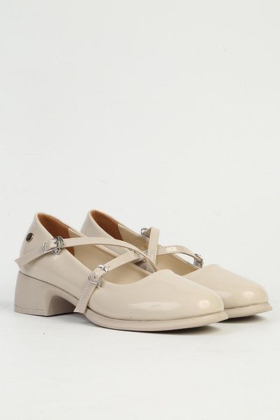 Pierre Cardin Beige Patent Leather Women's Heeled Shoes Pc-54777