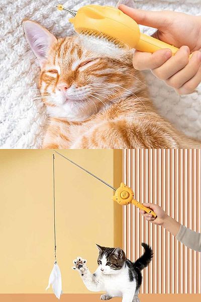 GOBYPET 5-in-1 Practical Automatic Luxury Pet Brush with Keys - Cat Dog Hair Collector