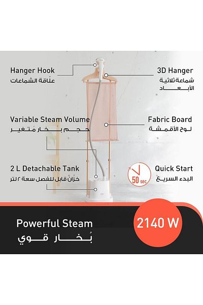 PANASONIC - 2140W Garment Steamer-NI-GWE080WTH, 1 Year Warranty