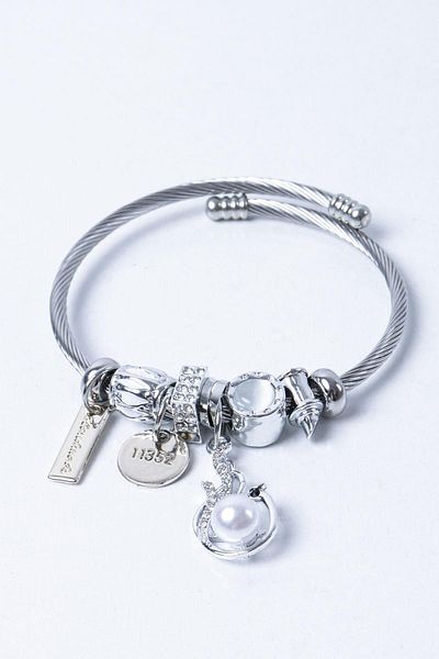 Pikas Steel Charm Bracelet Silver