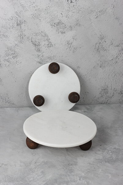 Genel Markalar Çok Amaçlı Ahşap Top Ayaklı Yuvarlak Mermer Sunumluk Servis Ta...