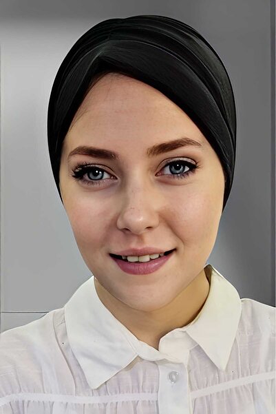 Trenderrs Women's Luxury Sandy Fabric Tied Pleated Hijab Bonnet Shawl
