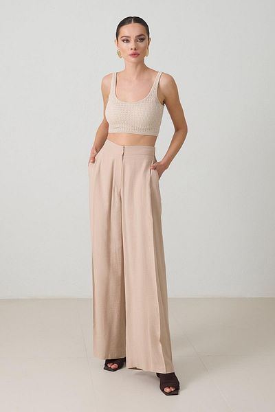 Setre Beige Relaxed Cut Waist Rubber Detailed Trousers