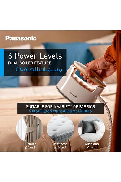 PANASONIC 1.6 Liter 2400 Watt Garment Steamer with Twin Boiler NI-GWF150WTH White