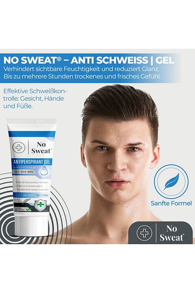 No Sweat Antitranspirant-Gel 50 ml – Stark gegen Schwitzen im Gesicht, Hals, Nacken
