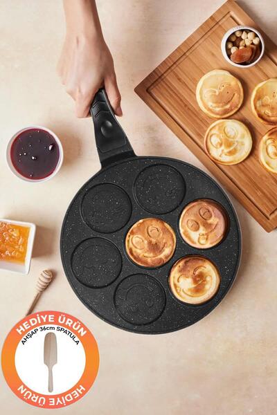 einsteel Granit Yüz Emojili Pankek Tava, Gülenyüz Emojili Pankek Tavası 28 Cm...