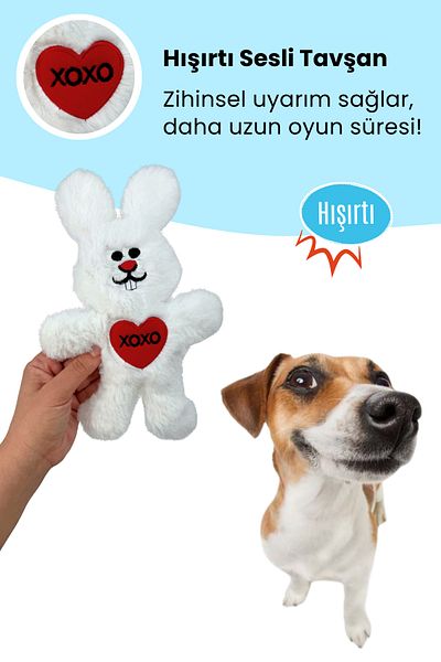 Havhav Plush Rabbit Dog Toy with Rustle Sound White Colorful Sounding Dog Toy